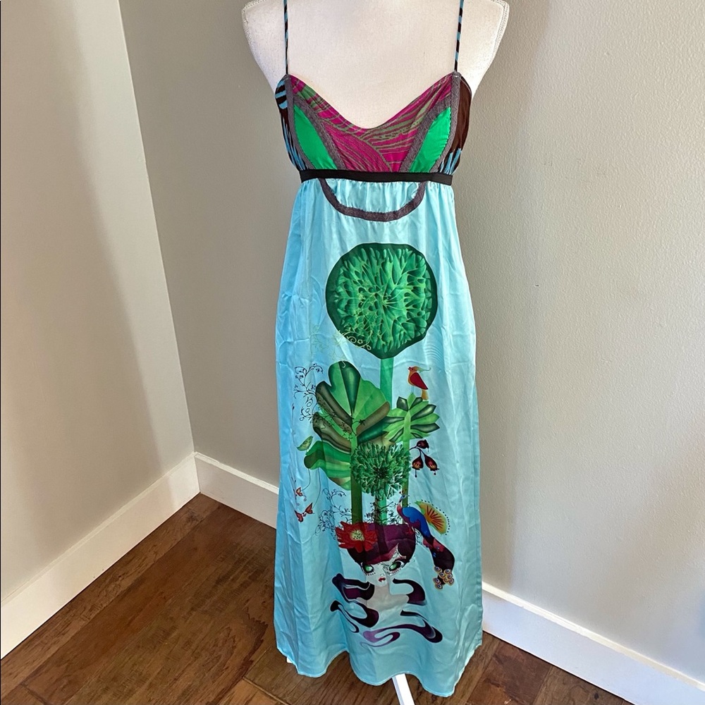 Custo Barcelona Graphic Silk Maxi Dress